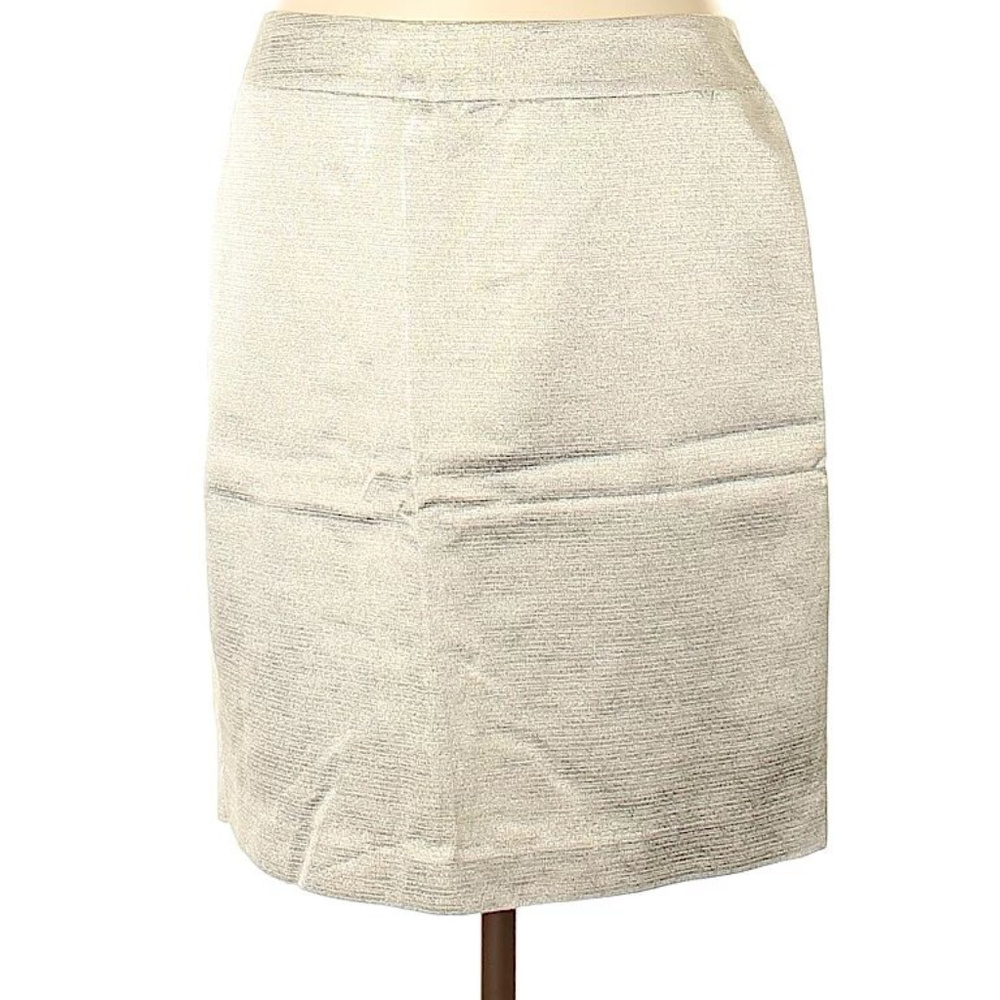 Ann Taylor LOFT Metallic Silver Casual Skirt